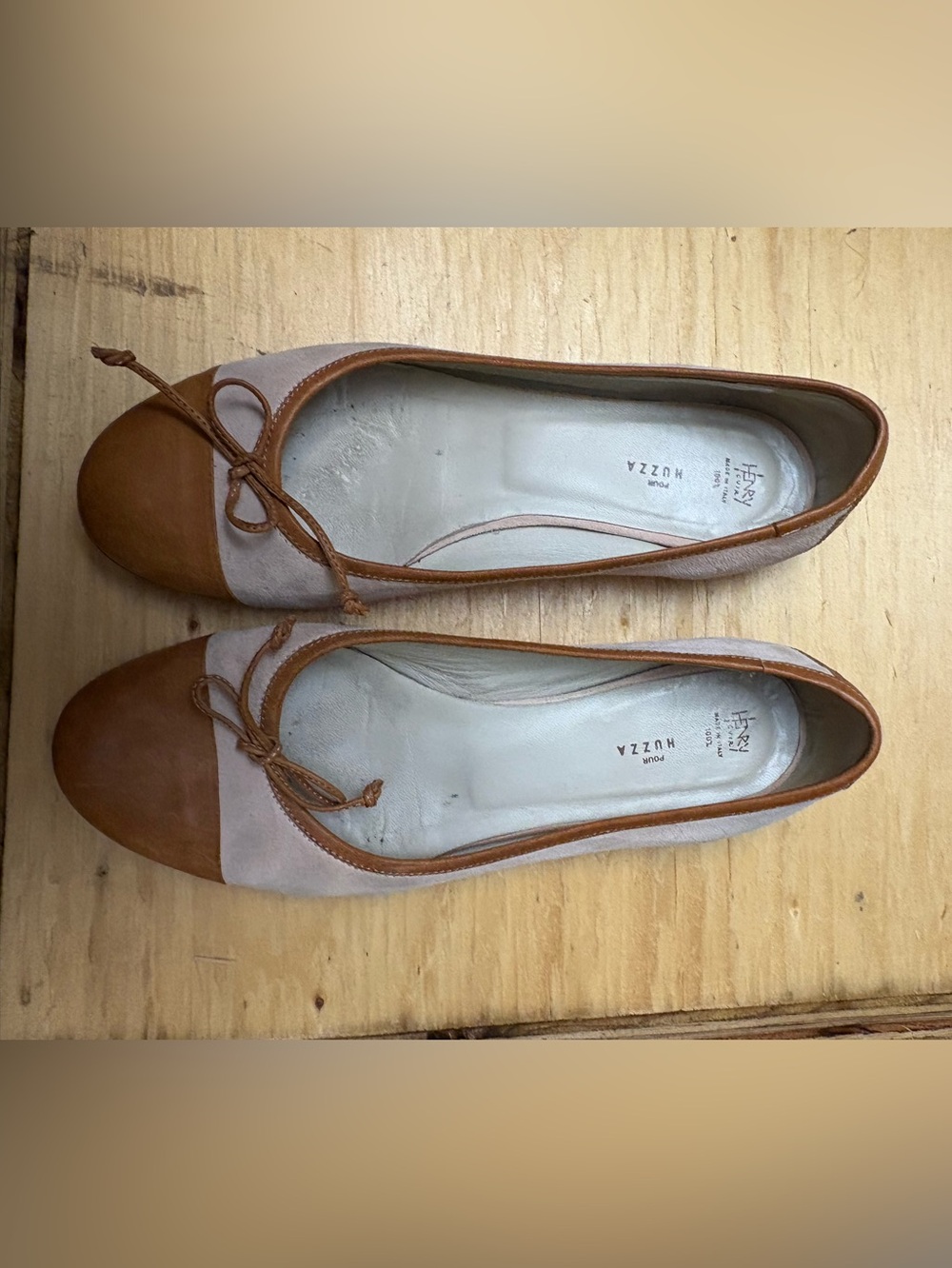 Hush Puppies Two-Tone Taupe and Tan Ballet Flats - Women's
